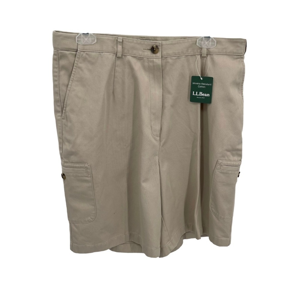 L.L. Bean Boys Youth Size 16 Khaki School Cargo Shorts 280396 NEW Stretch Waist